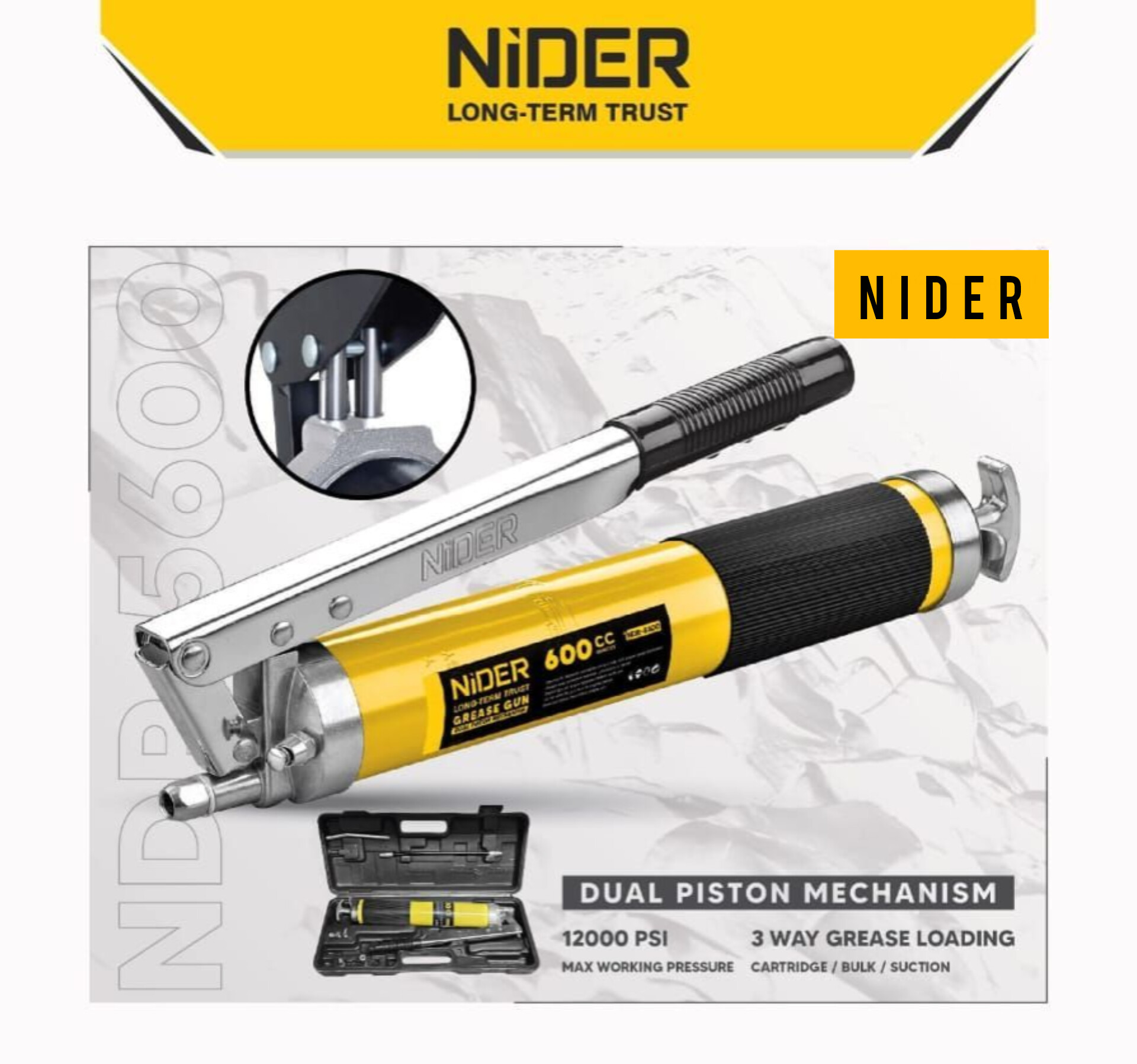 گریس پمپ ۶۰۰ سی‌سی دو سوپاپ فشار قوی کد NDR-5600
