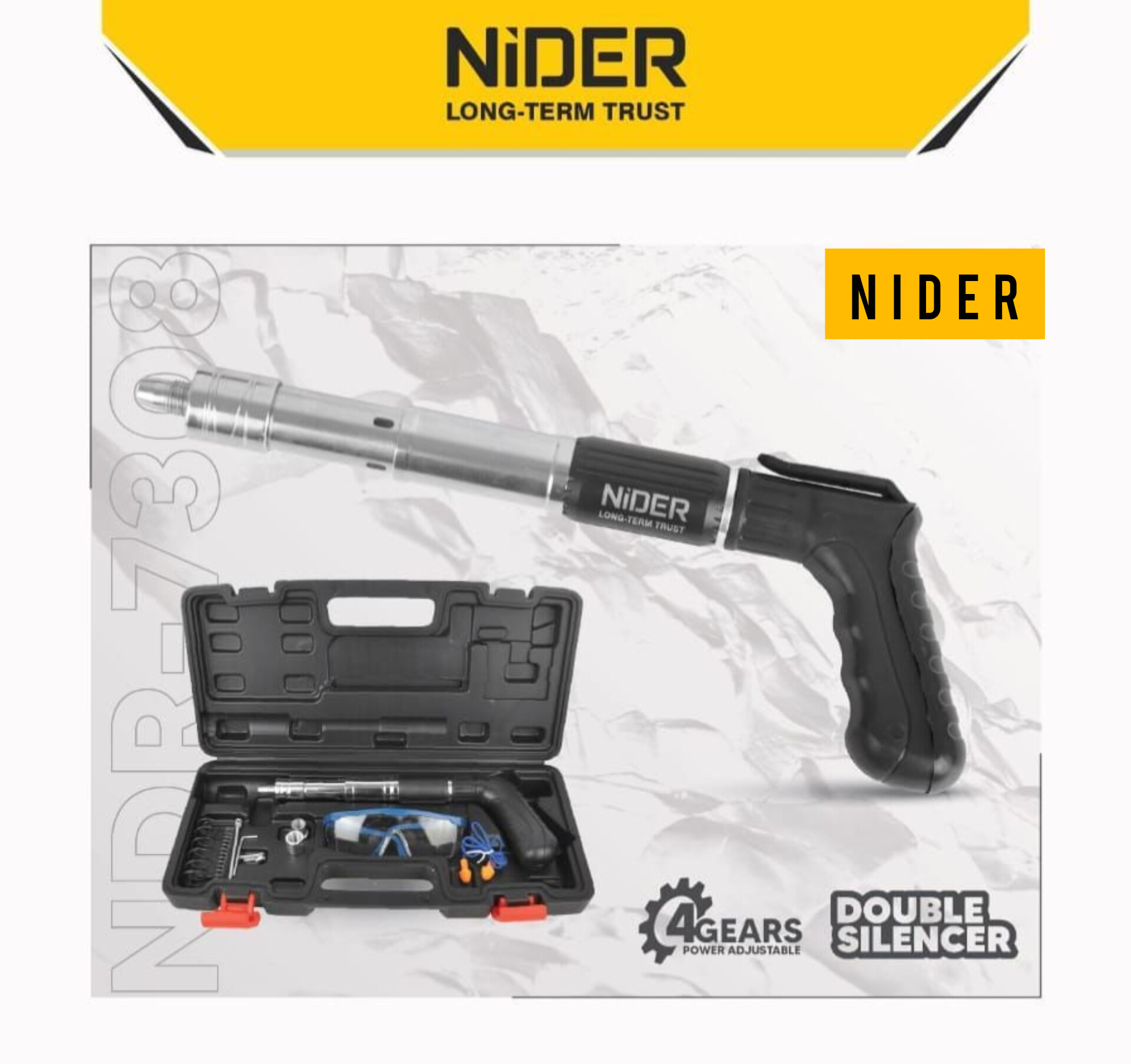 تفنگ میخکوب دستی تمام استیل سنگین کد NDR-۷۳۰۸